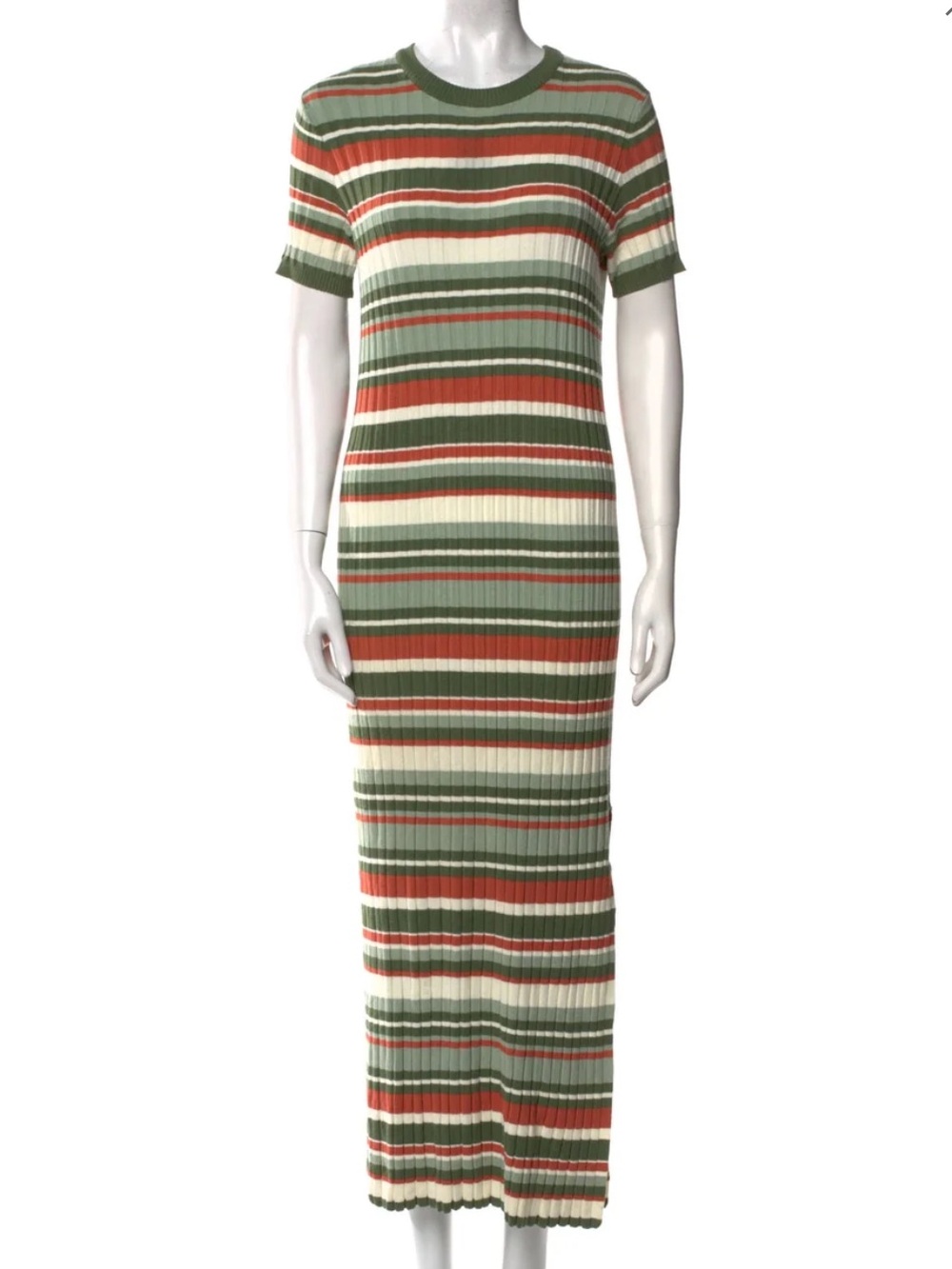 Sezane Striped Knit Midi Dress